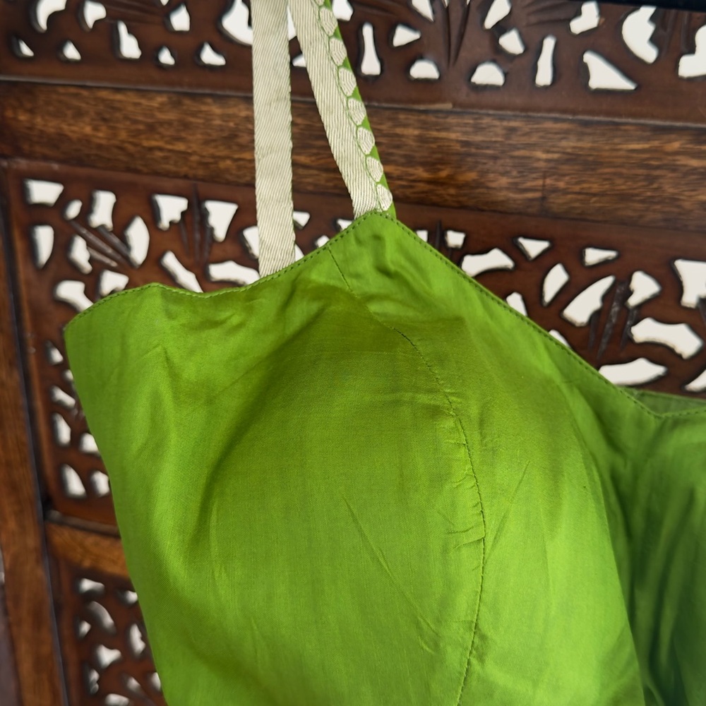 Designers Originals Vibrant Green Saree pure silk brocade detailed Blouse - Picture 3 of 6